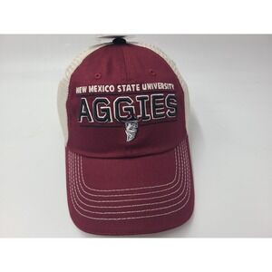 New Mexico State University Aggies Mesh Trucker Snapback Hat Cap NCAA Red Beige